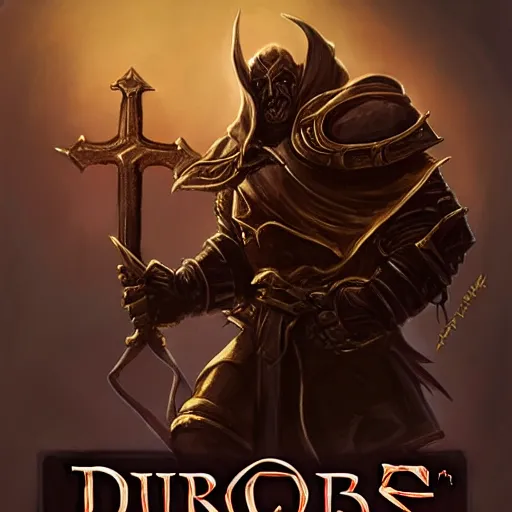 Image similar to portrait of a crusader in the style of Diablo, fighting demons, consecration