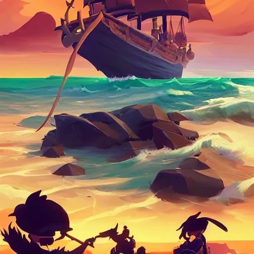 Image similar to painting treasure on sea of thieves game smooth median photoshop filter cutout vector, behance hd by jesper ejsing, by rhads, makoto shinkai and lois van baarle, ilya kuvshinov, rossdraws global illumination