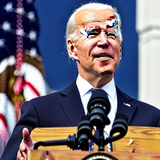 Image similar to Joe Biden with an unnervingly large mouth