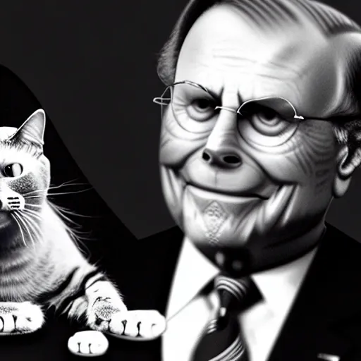 Image similar to anthropomorphic cat donald rumsfeld