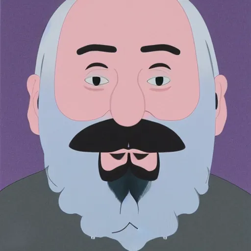 Prompt: A smiling professor with a flowing grey beard by chiho aoshima, portrait