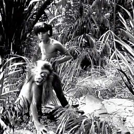 Prompt: still of xavi hernandez in the jungle book 1 9 6 7