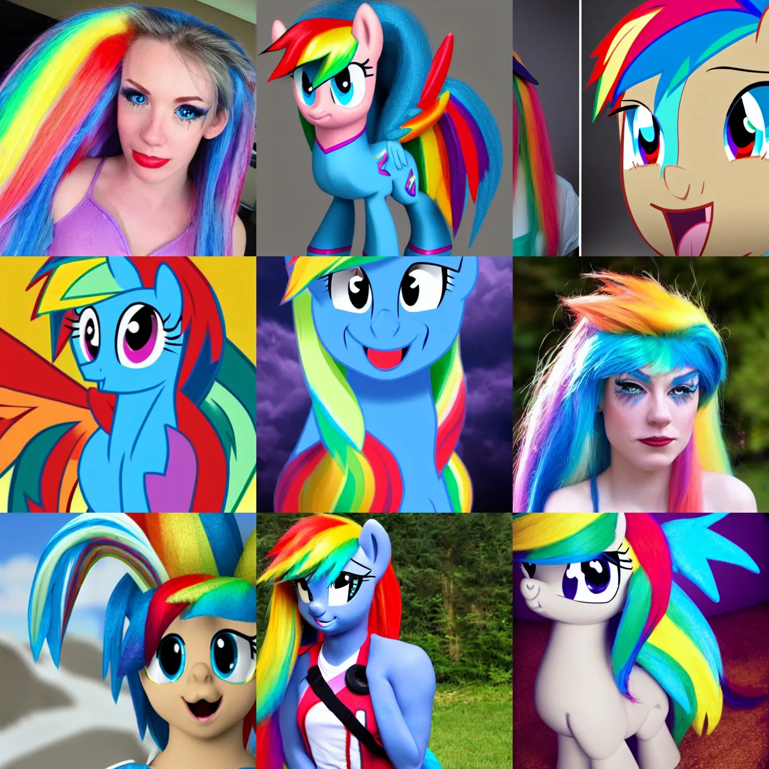 Prompt: rainbow dash from my little pony as a real person