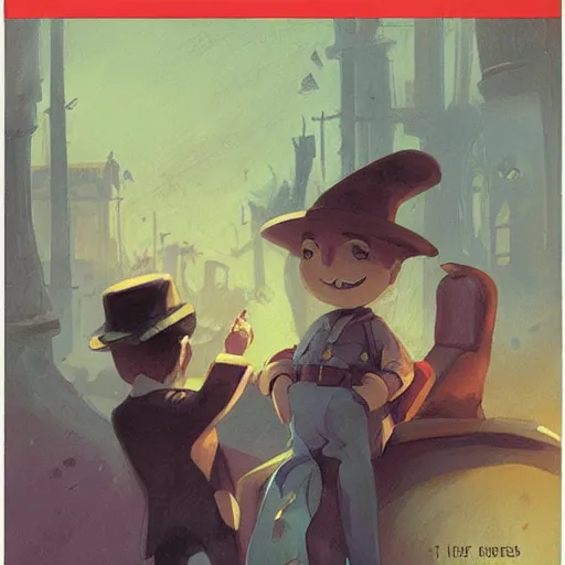 Image similar to a hat in time, vintage comic by greg rutkowski