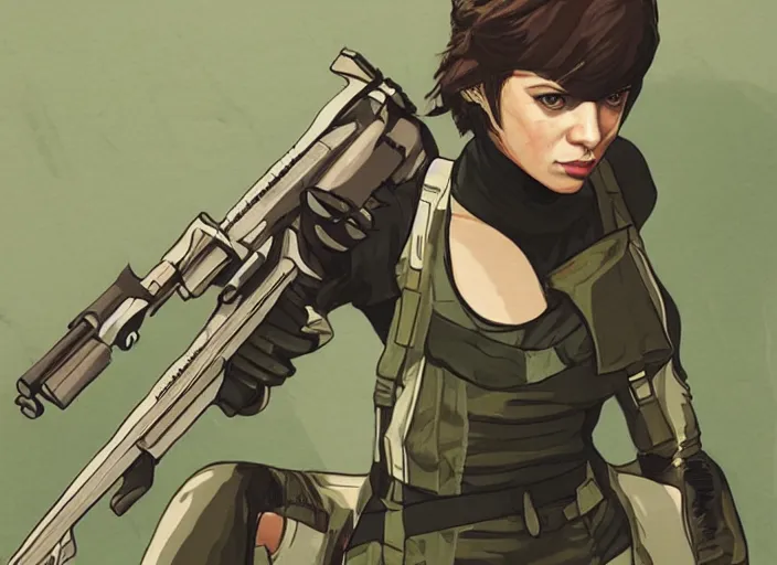 Prompt: Metal Gear Solid 5 Aubrey Plaza as Quiet Sniping :1 by sachin teng :6