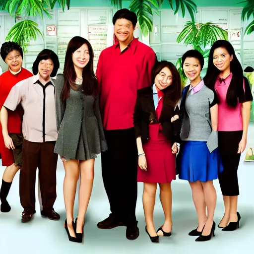 Prompt: promotional art for a 2 0 0 0 s singaporean sitcom about a school