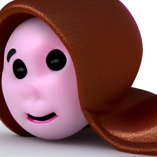 Image similar to 3D render of a pink humanoid jellybean, white circular cute face