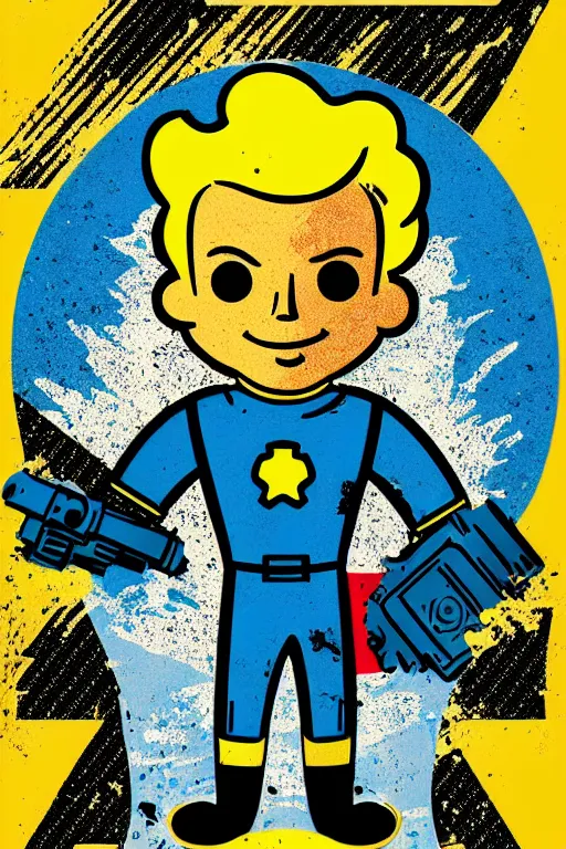 Image similar to fallout 7 6 retro futurist illustration art by butcher billy, sticker, colorful, illustration, highly detailed, simple, smooth and clean vector curves, no jagged lines, vector art, smooth andy warhol style