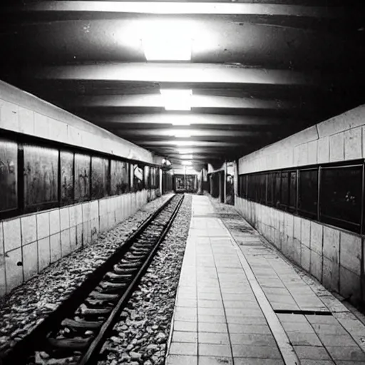 Image similar to old photograph of abandoned Tokyo subway