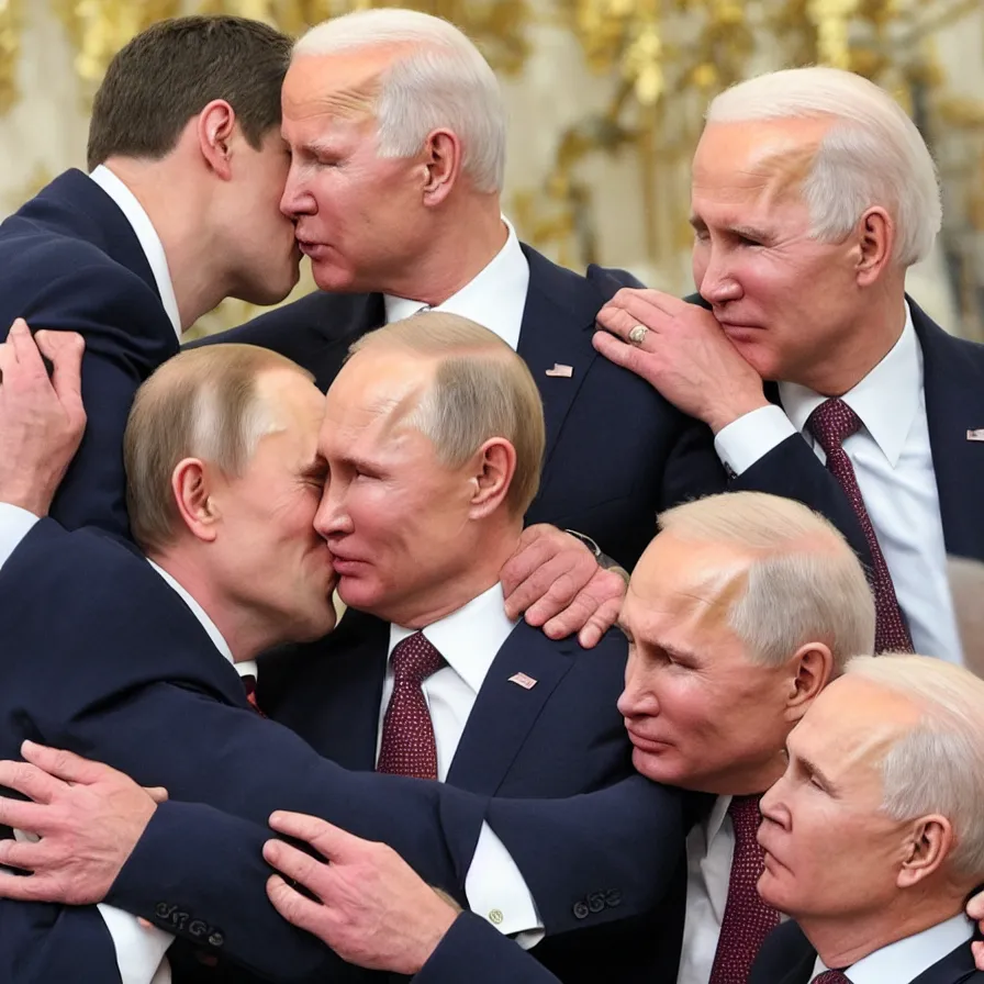 Image similar to putin kisses biden.