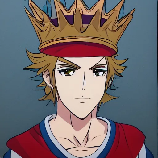 Image similar to man with a crown, smirk, anime