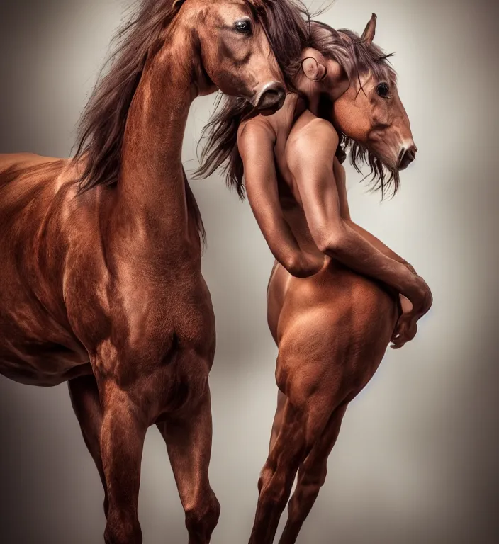 Image similar to an award winning photo of a beautiful elegant female centaur, 25mm f/1.7 ASPH Lens, vivid colors, high contrast, 8k resolution, intricate, photorealistic, smooth