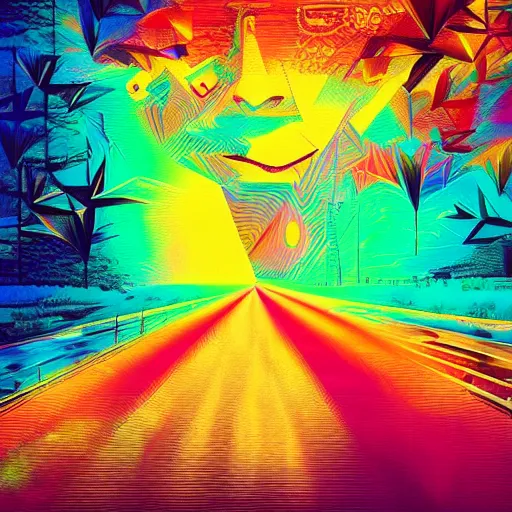 Image similar to psychedelic abstract digital artwork reminiscent of album covers from the 70's in the art style of Alena Aenami, Marcel Marcel and Metzinger