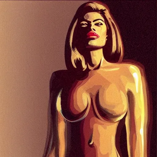 Prompt: “ eva mendes retro minimalist portrait by jean giraud, moebius starwatcher comic, 8 k ”