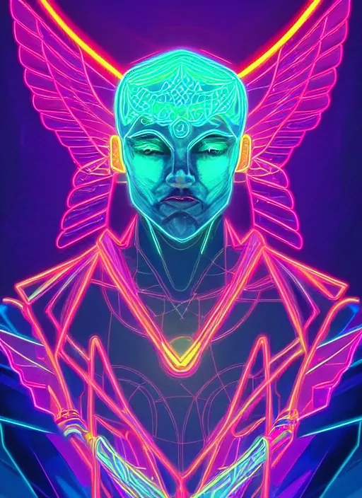 Prompt: symmetry!! concept art, art by dan mumford!!, full shot, sketch!! of a male angel, intricate, elegant, bright neon colors, glowing lights, highly detailed, digital painting, artstation, glamour pose, smooth, sharp focus, illustration,