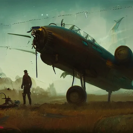 Prompt: a young pilot next to his crashed plane, steampunk, an epic fantasy, dramatic lighting, cinematic, establishing shot, extremely high detail, photorealistic, cinematic lighting, artstation, by simon stalenhag, christopher nolan