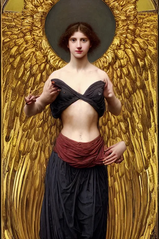 Prompt: hyperrealist highly detailed english medieval portrait of high fashion archangel wrapped in ferrofluid liquid, Art by William Adolphe Bouguereau,, Art by William Adolphe Bouguereau,, by Annie Swynnerton and Tino Rodriguez and Maxfield Parrish, elaborately costumed, rich color, dramatic cinematic lighting, extremely detailed, radiating atomic neon corals, concept art pascal blanche dramatic studio lighting 8k wide angle shallow depth of field, Art by William Adolphe Bouguereau, extreme detailed and hyperrealistic