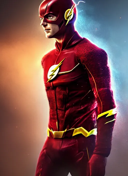 Image similar to An epic fantasy comic book style portrait painting of Henry Cavill as ‘The Flash’, Unreal 5, DAZ, hyperrealistic, octane render, cosplay, RPG portrait, dynamic lighting