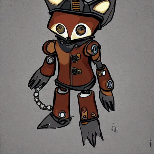 Image similar to robot fox, steampunk style, digital art