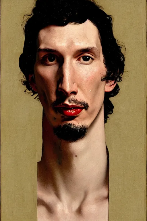 Prompt: body portrait of Adam Driver, colour painting by norman rockwell, guidi prime background by carl spitzweg