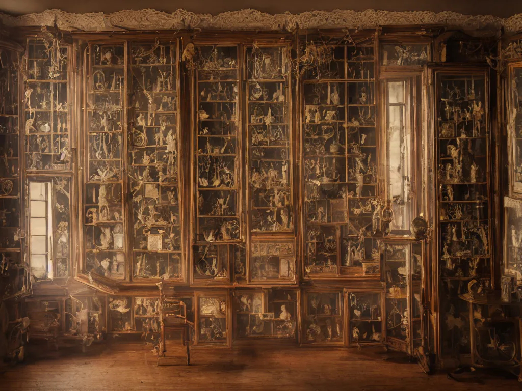 Image similar to the walls of an old victorian cabinet of curiosities full of georgian lover's eyes, eye miniature, shadowed room, small windows, volumetric light, dust, richard cosway, george engleheart, norbert ghisoland, gregory crewdson, erwin olaf, 4 k,