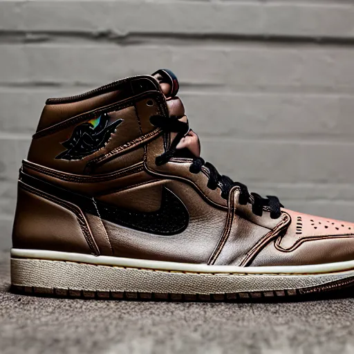 Prompt: a pair of nike air jordan 1 travis scott high og mocha