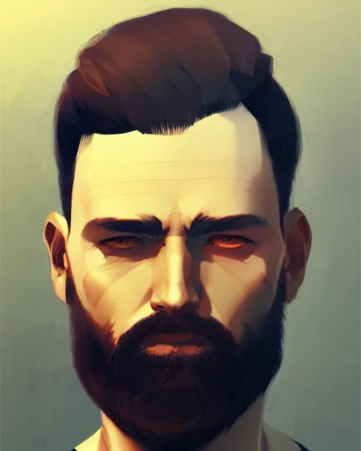 Image similar to a bearded man side part fade, sci - fi mechanical parts digital painting by ilya kuvshinov greg rutkowski wlop james j