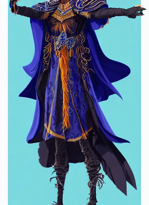 Image similar to hawk and raven headed warlock, wind magic, blue robes, exquisite details, full body character design on a white background, by studio muti