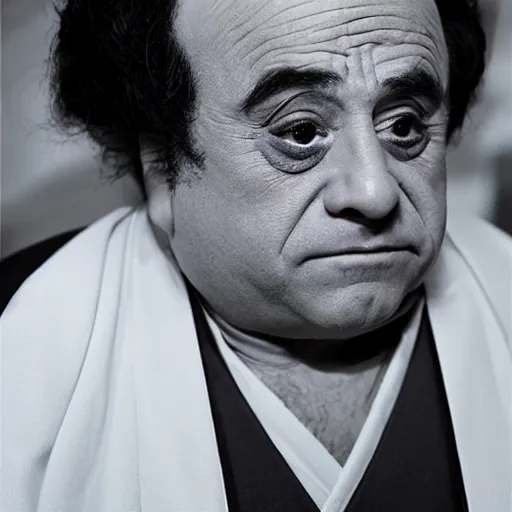 Prompt: danny devito in geisha makeup