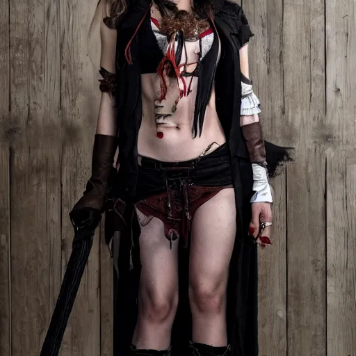 Prompt: full shot photo of a female vampire pirate