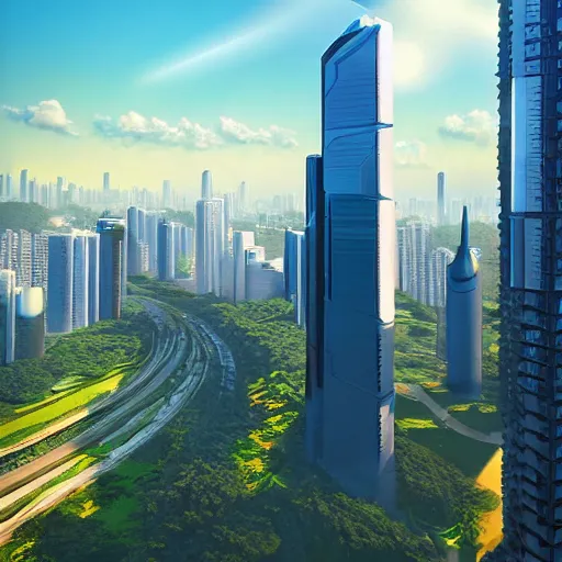 Image similar to futuristic sao paulo, 4 k, sunny day, art by terraform studio, art by ryan woodhouse