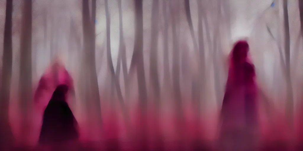 Image similar to screenshot of Luke Skywalker in dark jedi robe is lost on a surreal pink planet with black trees, minamilist 1970s sci fi film by Stanely Kubrick film, color kodak, Ektachrome, anamorphic lenses, detailed faces, hyper-realistic, photoreal, detailed portrait, moody award winning cinematography, beautiful lighting