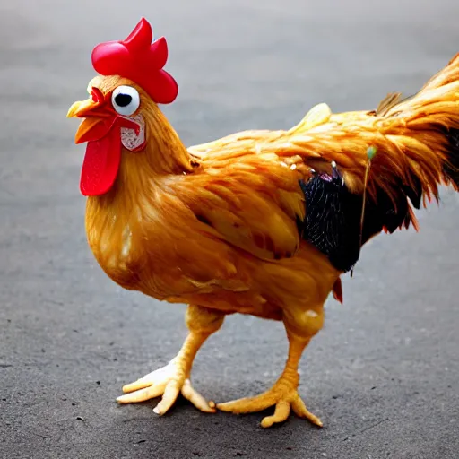 Image similar to chicken dressed as an inmate