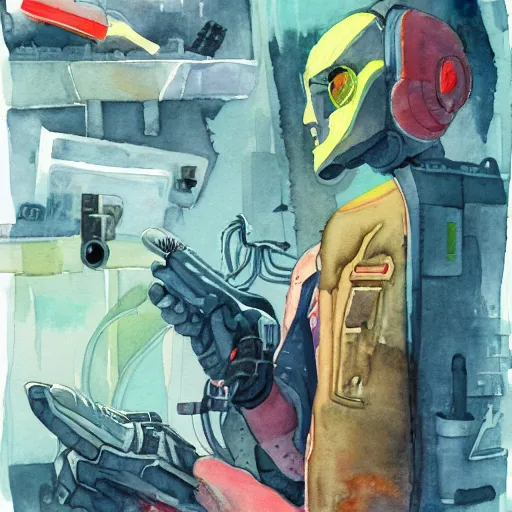 Prompt: hack the planet, watercolor, 2077