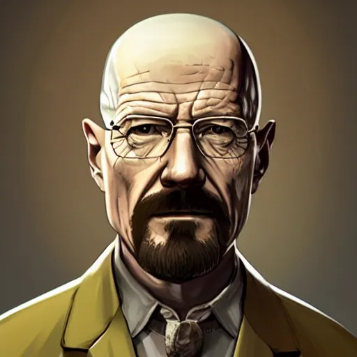 Prompt: Walter White in Disco Elysium (2019), Aleksander Rostov character portrait of Walter White