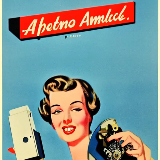 Prompt: iphone, advertising from 1 9 4 0 s america, 4 k, detailed