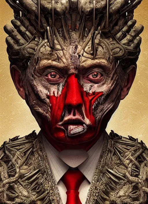 Image similar to digital _ painting _ of _ donald trump, mayan god of death _ by _ filipe _ pagliuso _ and _ justin _ gerard _ symmetric _ fantasy _ highly _ detailed _ realistic _ intricate _ port