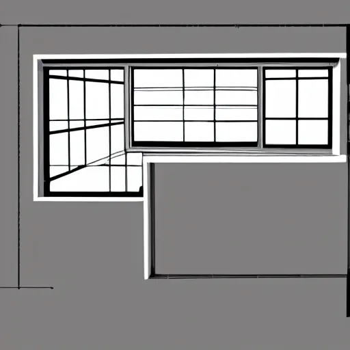 Image similar to blueprint of a 6 by 8 foot room with a window in the middle of the 8 foot wall