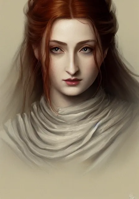 Image similar to sansa, intricate, elegant, highly detailed, digital painting, artstation, concept art, smooth, sharp focus, illustration, pre - raphaelite style