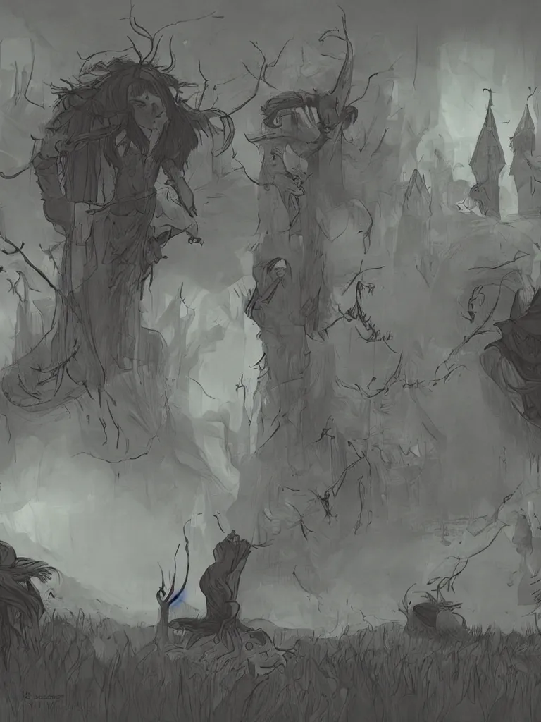 Image similar to the witch is dead by disney concept artists, blunt borders, rule of thirds