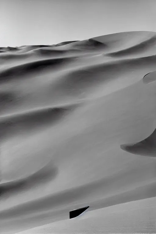 Image similar to scenes a dune by john schoenherr, cinematic matte painting, zaha hadid building, 8 k, moody monochrome color palate