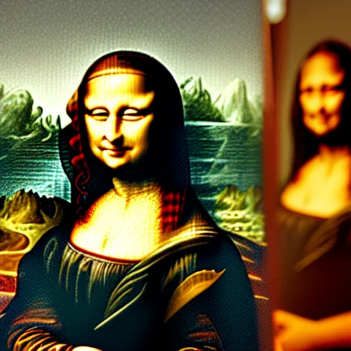 Image similar to mona lisa oil painting smiling