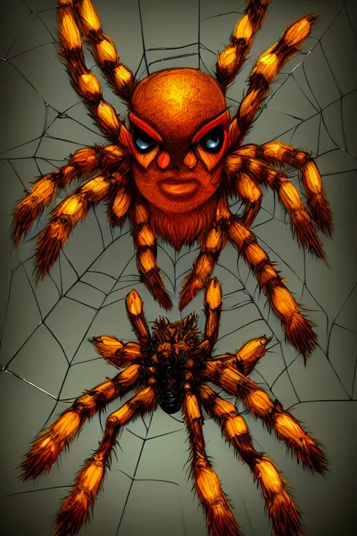 Image similar to a humanoid figure spider monster with large amber eyes, highly detailed, digital art, sharp focus, trending on art station, plant, anime art style