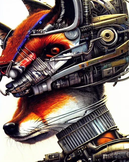 Image similar to a portrait of an anthropomorphic cyberpunk fox lizard by sandra chevrier, by jon foster, detailed render, tape deck, epic composition, cybernetics, 4 k realistic, cryengine, realistic shaded lighting, sharp focus, masterpiece, by enki bilal