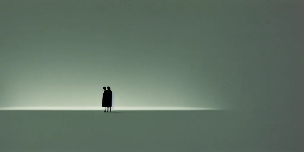 Image similar to a couple in a beautifully stark rendering of poignant minimalism by dan flavin and eyvind earle, highly detailed, sharp focus, colorful