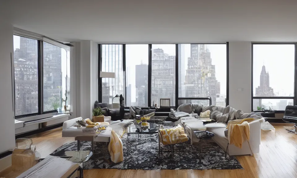 Prompt: interior shot of an apartment in new york city, modern interior