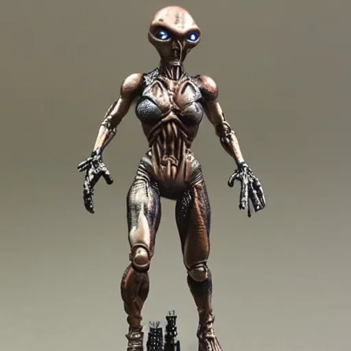 Image similar to ||80mm resin detailed miniature of a Alien || fight against ||a Female warrior||, Product Introduction Photos