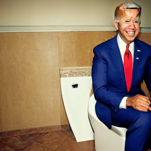 joe biden sitting on a urinal, Stable Diffusion