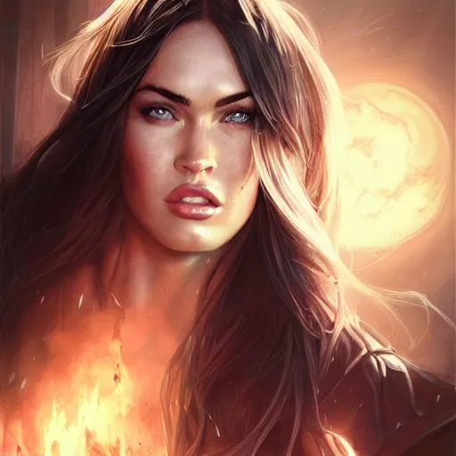 Image similar to megan fox, d & d, fantasy, portrait, highly detailed, digital painting, trending on artstation, concept art, sharp focus, illustration, art by artgerm and greg rutkowski and magali villeneuve