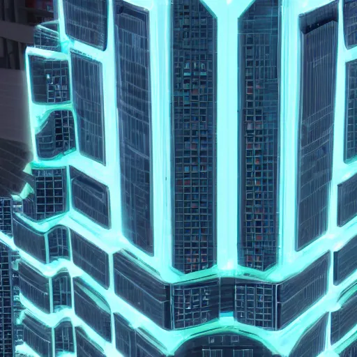 Image similar to a flat building existing of hexagons from the movie tron : legacy